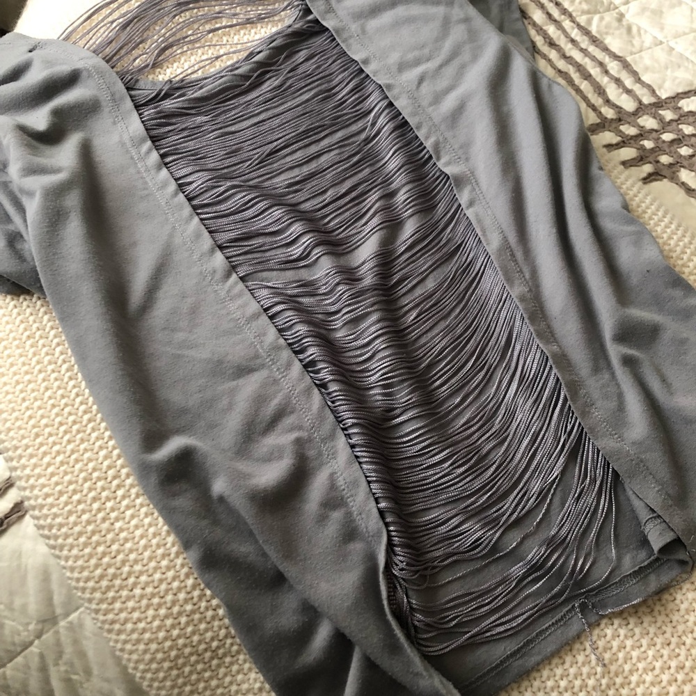 Gray T with open back
